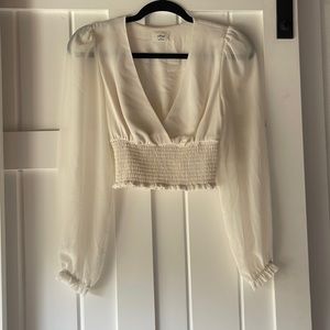 Aritzia Puff Sleeve Sheer long sleeve Shirt